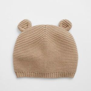 GAP Baby Garter Bear Hat, Golden Khaki and white
